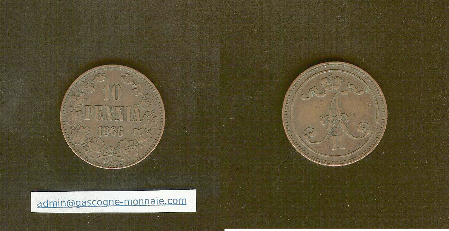 Finlande  10 pennia 1866 SUP-